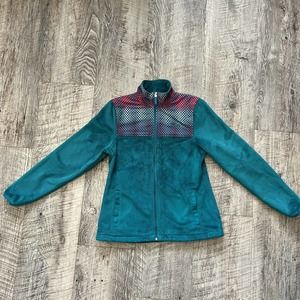 Vintage 90s FILA Zip Up Velour Pink & Teal Jacket Size Small Women’s